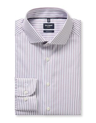 Рубашка классическая в бордовую полоску OLYMP Luxor, полуприлегающая | купить в интернет-магазине Olymp-Men