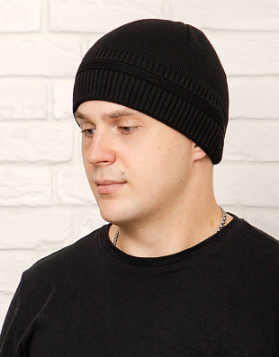 Шапка вязаная чёрная мужская Русский трикотаж | купить в интернет-магазине Olymp-Men