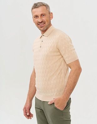 Поло мужское бежевое вязаное на пуговицах Gratude | купить в интернет-магазине Olymp-Men