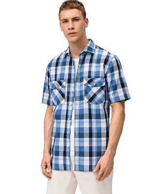 Рубашка мужская в клетку с карманами OLYMP Casual