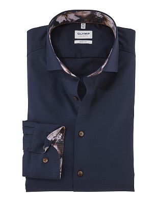 Рубашка мужская синяя OLYMP, body fit, фактурная, на высокий рост | купить в интернет-магазине Olymp-Men