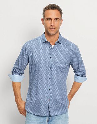 Рубашка хлопковая с мелким рисунком OLYMP Casual | купить в интернет-магазине Olymp-Men