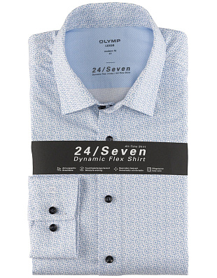 Трикотажная голубая сорочка Olymp 24/7, modern fit | купить в интернет-магазине Olymp-Men