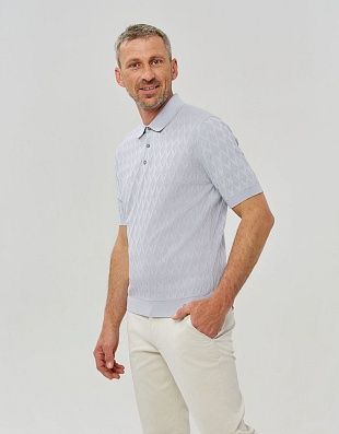 Поло мужское голубое вязаное на пуговицах Gratude | купить в интернет-магазине Olymp-Men