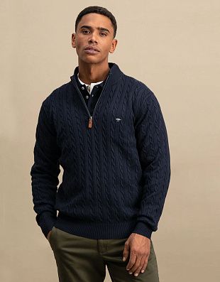 Свитер мужской на молнии вязаный с косами Fynch-Hatton | купить в интернет-магазине Olymp-Men