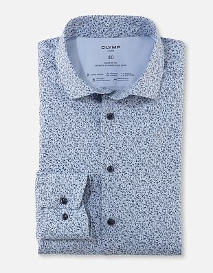 Рубашка голубая с принтом OLYMP Luxor, modern fit, климат-контроль | купить в интернет-магазине Olymp-Men