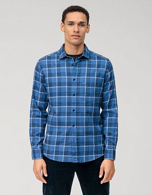 Рубашка мужская фланелевая в синюю клетку OLYMP | купить в интернет-магазине Olymp-Men