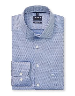 Сорочка мужская синяя OLYMP Luxor, modern fit, фактурная ткань | купить в интернет-магазине Olymp-Men