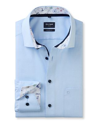 Рубашка голубая мужская фактурная OLYMP Luxor, modern fit | купить в интернет-магазине Olymp-Men