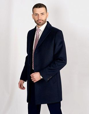Пальто мужское классическое синее Nowal | купить в интернет-магазине Olymp-Men