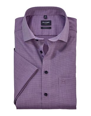 Рубашка мужская фиолетовая с коротким рукавом OLYMP Luxor, modern fit
