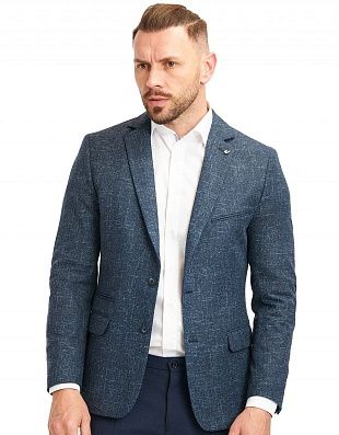 Пиджак льняной синий w.Wegener, 2 шлицы | купить в интернет-магазине Olymp-Men