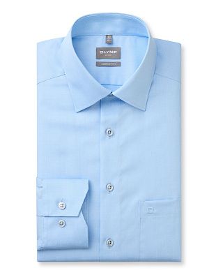 Рубашка голубая мужская OLYMP Luxor, comfort fit, фактурная | купить в интернет-магазине Olymp-Men