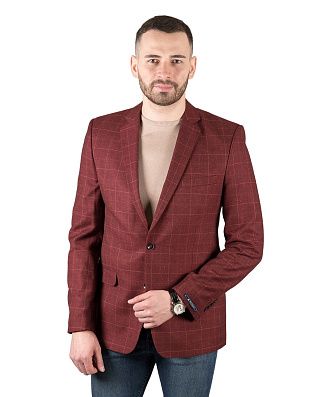 Пиджак мужской бордовый в клетку Nowal | купить в интернет-магазине Olymp-Men