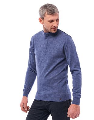 Свитер мужской голубой на молнии Gratude из тонкой шерсти | купить в интернет-магазине Olymp-Men