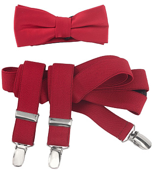 Комплект Lindenmann красные подтяжки и бабочка | купить в интернет-магазине Olymp-Men