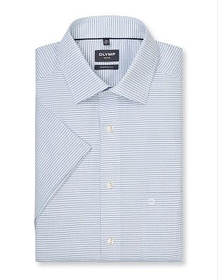 Рубашка с голубым принтом Olymp, модерн фит