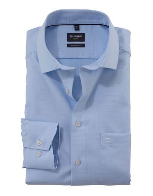 Сорочка мужская голубая OLYMP Luxor, modern fit, фактурная ткань | купить в интернет-магазине Olymp-Men