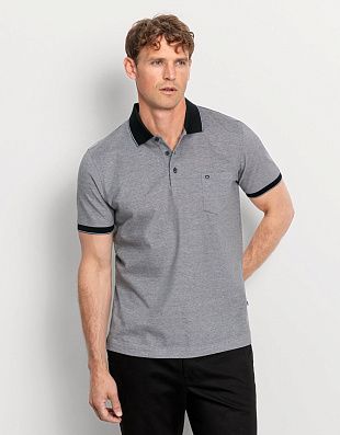 Поло мужское Olymp, с чёрным воротником на пуговицах | купить в интернет-магазине Olymp-Men