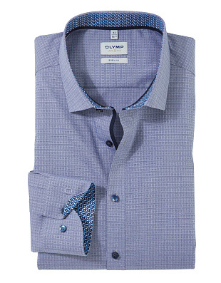 Рубашка синяя мужская OLYMP Level Five, body fit | купить в интернет-магазине Olymp-Men