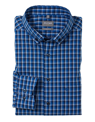 Рубашка мужская в клетку OLYMP Luxor, прямой крой, пуговицы на воротнике | купить в интернет-магазине Olymp-Men