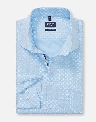Рубашка голубая с принтом Olymp, modern fit | купить в интернет-магазине Olymp-Men