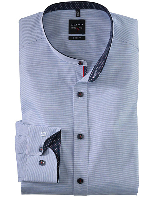 Рубашка в полоску с воротником стойка OLYMP Level Five, body fit | купить в интернет-магазине Olymp-Men