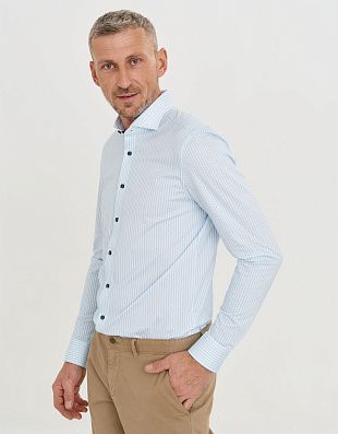 Рубашка мужская трикотажная с длинным рукавом OLYMP 24/7, body fit | купить в интернет-магазине Olymp-Men