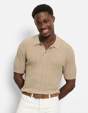 Поло мужское вязанное бежевое однотонное Olymp | купить в интернет-магазине Olymp-Men