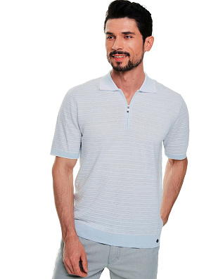 Поло мужское голубое на молнии Gratude | купить в интернет-магазине Olymp-Men