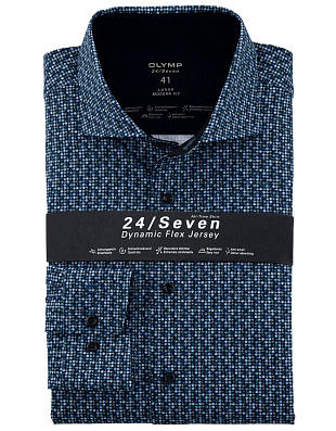 Рубашка трикотажная мужская OLYMP с принтом Luxor 24/7, modern fit | купить в интернет-магазине Olymp-Men