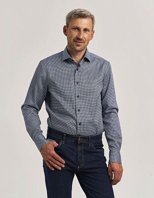 Рубашка мужская Olymp Signature синяя с рисунком