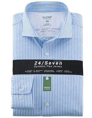 Трикотажная голубая сорочка Olymp 24/7, modern fit | купить в интернет-магазине Olymp-Men