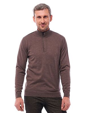 Свитер мужской коричневый на молнии Gratude из тонкой шерсти | купить в интернет-магазине Olymp-Men