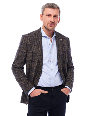 Пиджак мужской шерстяной в клетку Roy Robson с 2 шлицами, modern fit | купить в интернет-магазине Olymp-Men