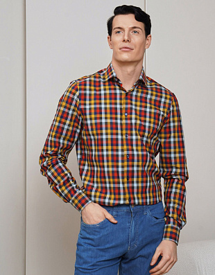 Рубашка мужская в клетку OLYMP 24/7, body fit | купить в интернет-магазине Olymp-Men