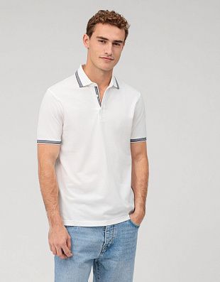 Поло белое мужское OLYMP с декоративной отделкой | купить в интернет-магазине Olymp-Men