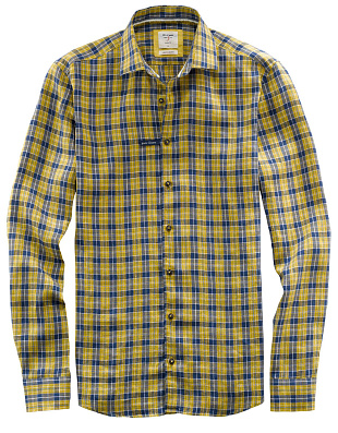 Рубашка льняная мужская в синюю клетку OLYMP | купить в интернет-магазине Olymp-Men