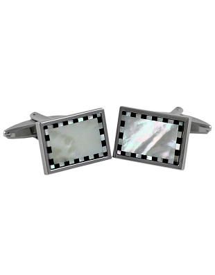 Запонки мужские с ониксом и белым перламутром | в интернет-магазине Olymp-Men