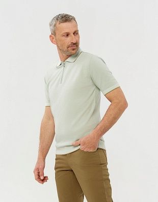 Поло зелёное мужское с полосой на воротнике Gratude | купить в интернет-магазине Olymp-Men