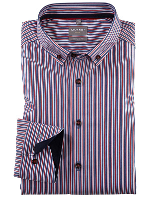 Рубашка мужская в полоску с пуговицами на воротнике OLYMP Luxor, прямой крой | купить в интернет-магазине Olymp-Men
