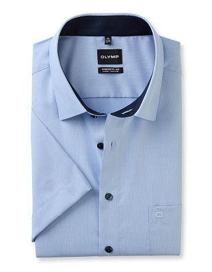 Рубашка голубая мужская OLYMP Luxor Big с коротким рукавом | купить в интернет-магазине Olymp-Men