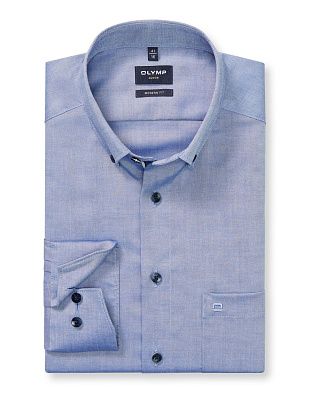 Рубашка мужская с синими пуговицами OLYMP Luxor, modern fit | купить в интернет-магазине Olymp-Men