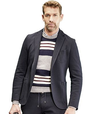 Мужской синий пиджак трикотажный w.Wegener, хлопок | купить в интернет-магазине Olymp-Men