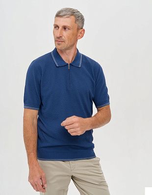 Поло синее мужское на молнии Gratude | купить в интернет-магазине Olymp-Men