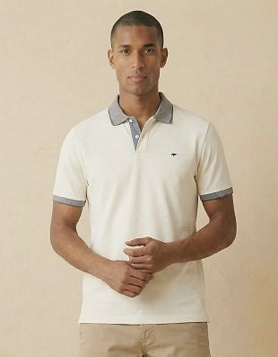 Поло мужское светлое с синим воротником Fynch-Hatton | купить в интернет-магазине Olymp-Men