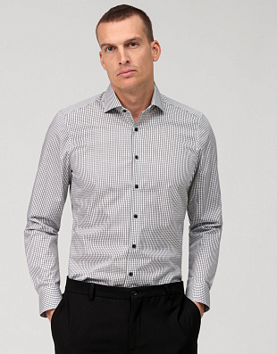 Рубашка классическая в чёрную клетку OLYMP Level Five, body fit | купить в интернет-магазине Olymp-Men