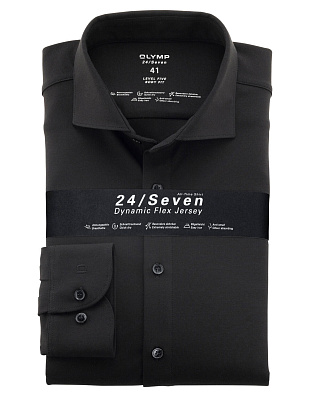 Рубашка чёрная трикотажная Olymp 24/7, body fit | купить в интернет-магазине Olymp-Men