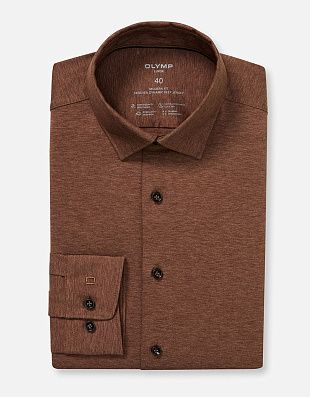 Рубашка трикотажная мужская коричневая, modern fit | купить в интернет-магазине Olymp-Men