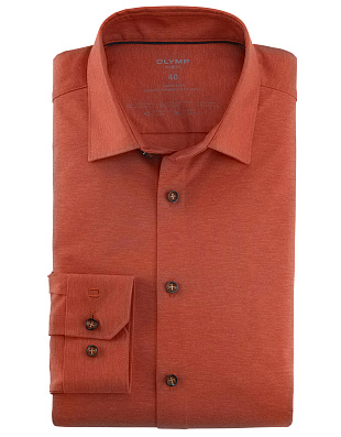 Рубашка трикотажная оранжевая мужская Olymp, супер слим, артикул 25037407